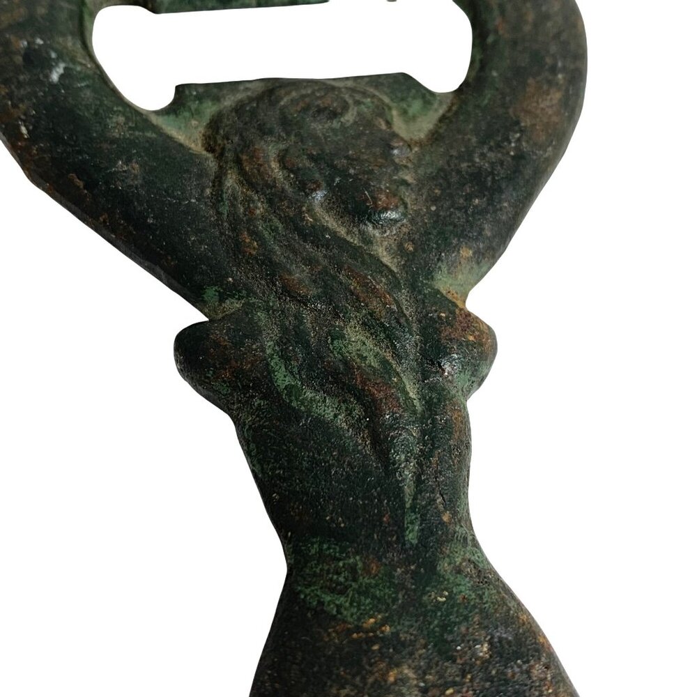 VTG Nude Lady Cast Iron 8" Bottle Opener and Can Opener 7.75" Beautiful Patina